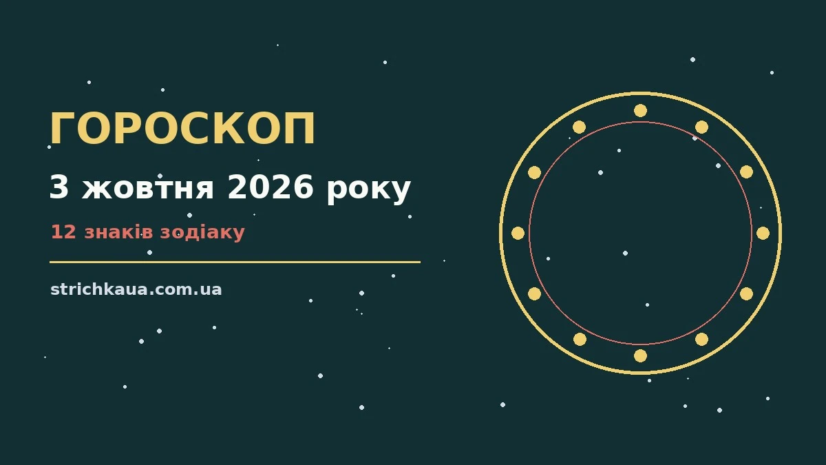 Настільний календар із датою 3 жовтня 2026 року, поряд чашка кави, монети та нотатник із підказками гороскопу